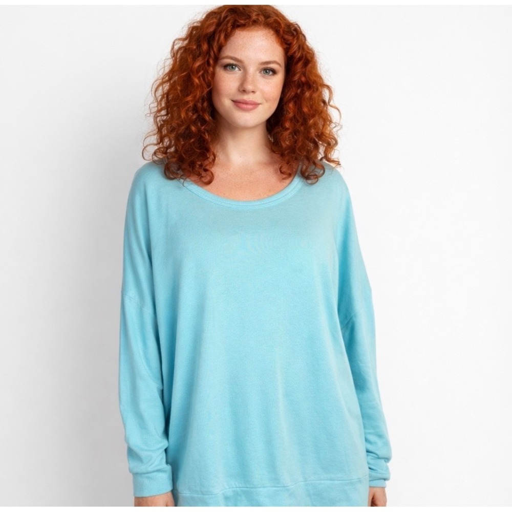 Buffalo David‎ Bitton Womens XXL Lt Blue Crewneck Sweatshirt Oversized Pullover